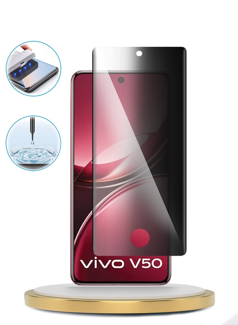 UV vivo V50 5G 2025 Premium Curved Edges UV Full Glue Full Cover Privacy Tempered Glass Screen Protector (MSGUCP) - Clear - Image 4