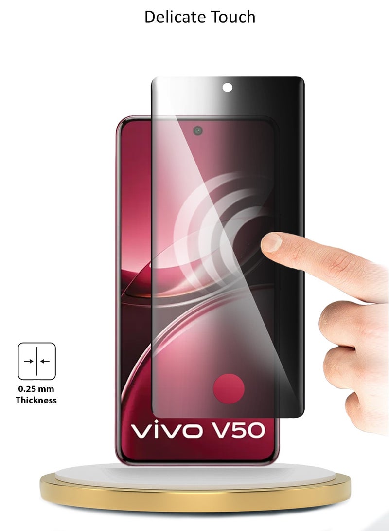 UV vivo V50 5G 2025 Premium Curved Edges UV Full Glue Full Cover Privacy Tempered Glass Screen Protector (MSGUCP) - Clear - Image 5