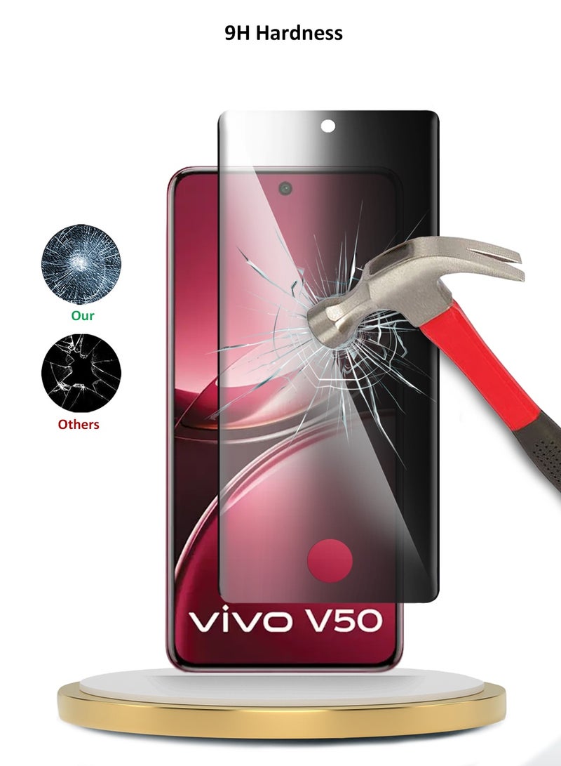 UV vivo V50 5G 2025 Premium Curved Edges UV Full Glue Full Cover Privacy Tempered Glass Screen Protector (MSGUCP) - Clear - Image 3