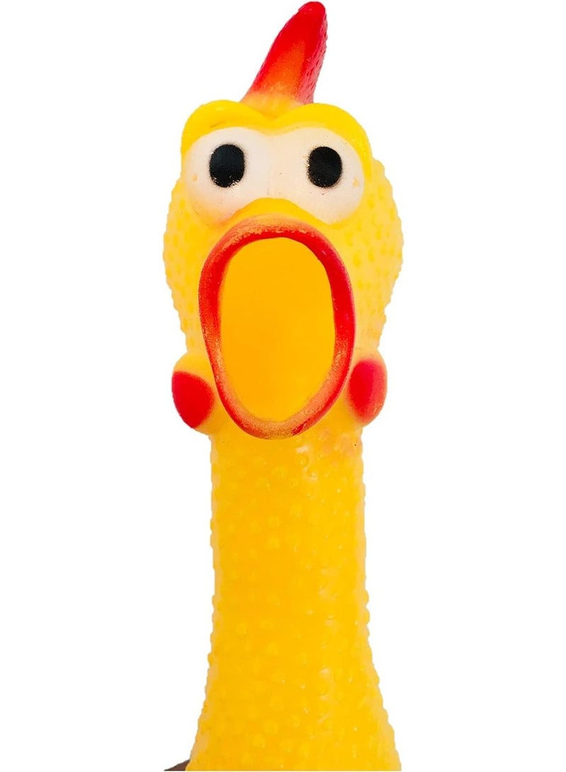 Shrilling Chicken Yellow Rubber Squeeze Squeak Screaming Prank Novelty Toy