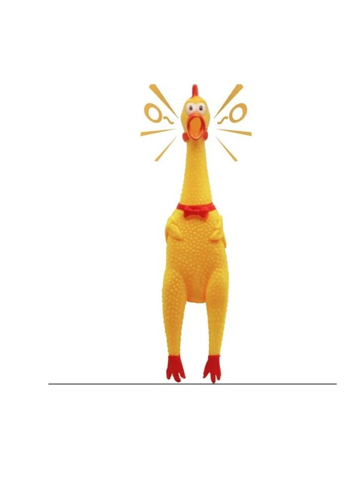 Shrilling Chicken Yellow Rubber Squeeze Squeak Screaming Prank Novelty Toy