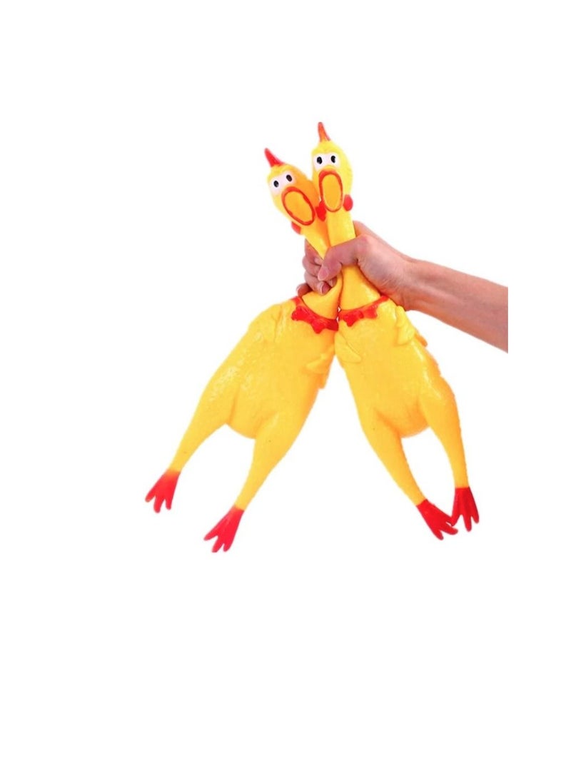 Shrilling Chicken Yellow Rubber Squeeze Squeak Screaming Prank Novelty Toy