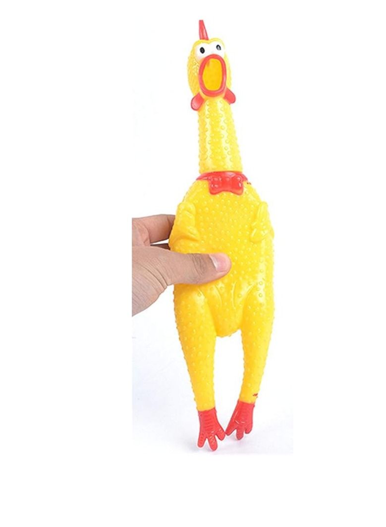 Shrilling Chicken Yellow Rubber Squeeze Squeak Screaming Prank Novelty Toy