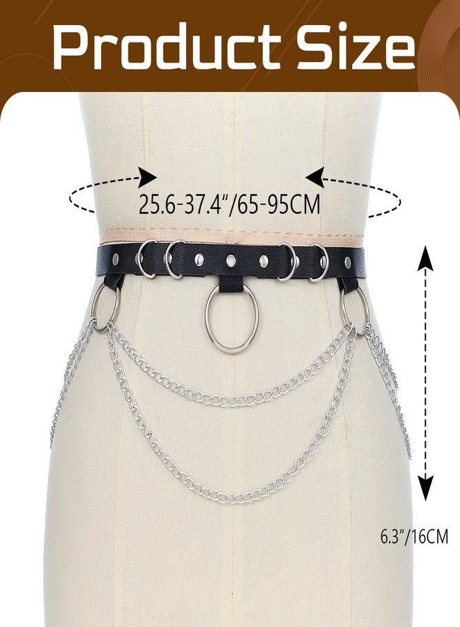 REETAN Black Leather Waist Chain Belt Punk Fashion Rave Accessories for Women - Image 5