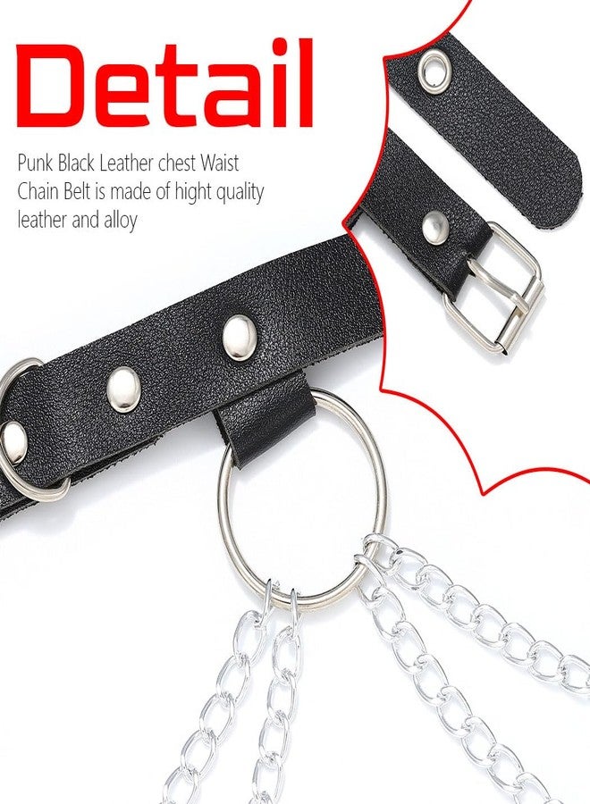 REETAN Black Leather Waist Chain Belt Punk Fashion Rave Accessories for Women - Image 3