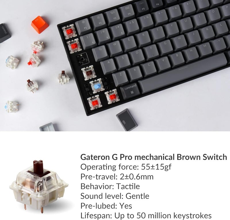 Keychron K4 96% Layout 100 Keys Wireless Bluetooth 5.1/Wired USB Mechanical Gaming Keyboard with Gateron G Pro Brown Switch White LED Backlight N-Key Rollover for Mac Windows PC-Version 2 - Image 4
