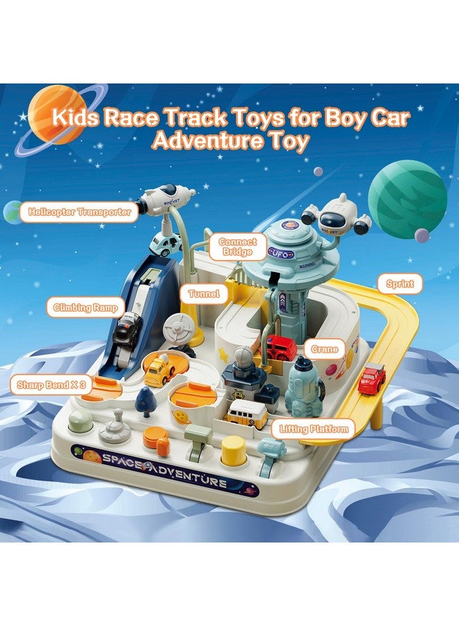 Fistone Kids Race Track Car Adventure Toy For Toddlers, Spaceship Puzzle Rail Track City Rescue Playset With 4 Mini Cars, Preschool Educational Car Games Toys For Boys Age 3+ - Image 3