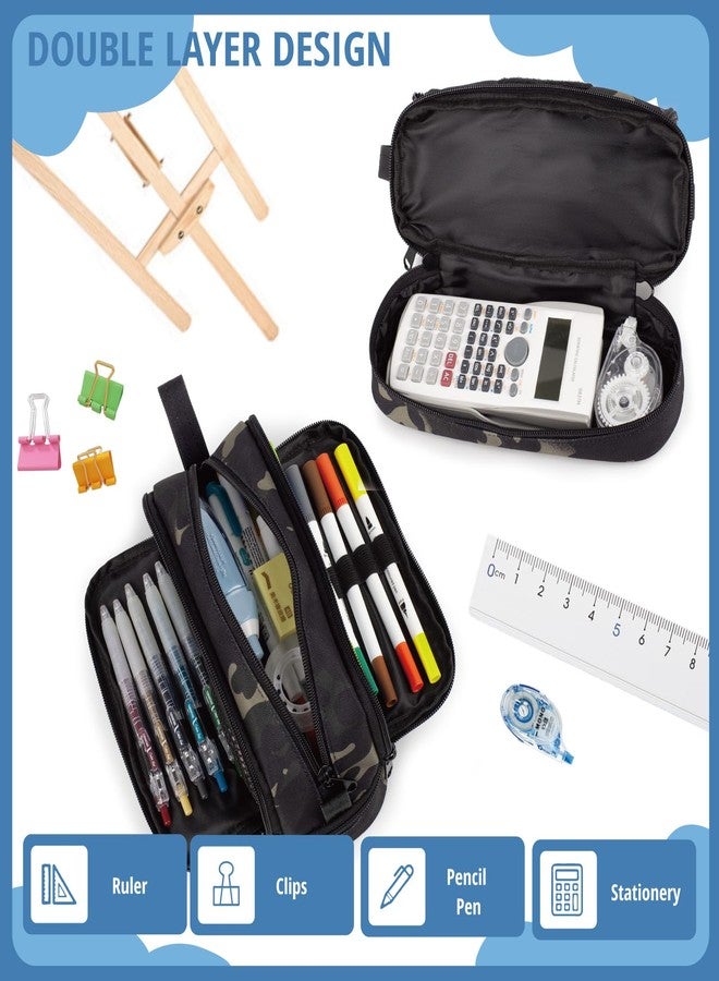 ATRIPACK Tactical 4 Compartments Pencil Case for Boys,Big Canvas Pen Pouch Bag, Large Capacity Pen Box, Tool Bag for Middle School College Office Organizer for Kids Men Women Adult Teens - Image 4