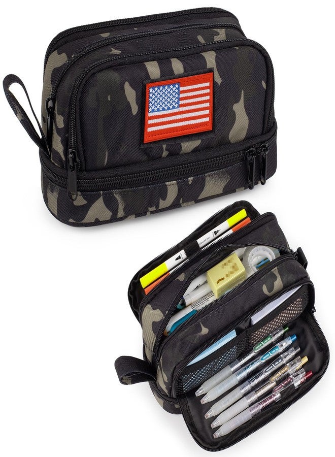 ATRIPACK Tactical 4 Compartments Pencil Case for Boys,Big Canvas Pen Pouch Bag, Large Capacity Pen Box, Tool Bag for Middle School College Office Organizer for Kids Men Women Adult Teens - Image 1