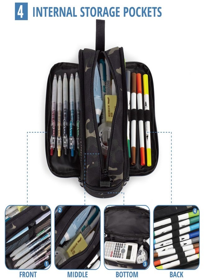 ATRIPACK Tactical 4 Compartments Pencil Case for Boys,Big Canvas Pen Pouch Bag, Large Capacity Pen Box, Tool Bag for Middle School College Office Organizer for Kids Men Women Adult Teens - Image 5