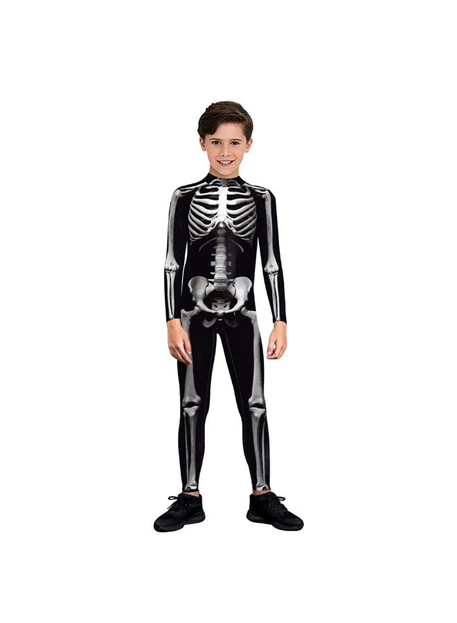 NIBEMINENT Halloween creative skeleton digital printed children's performance one-piece costume - Image 1