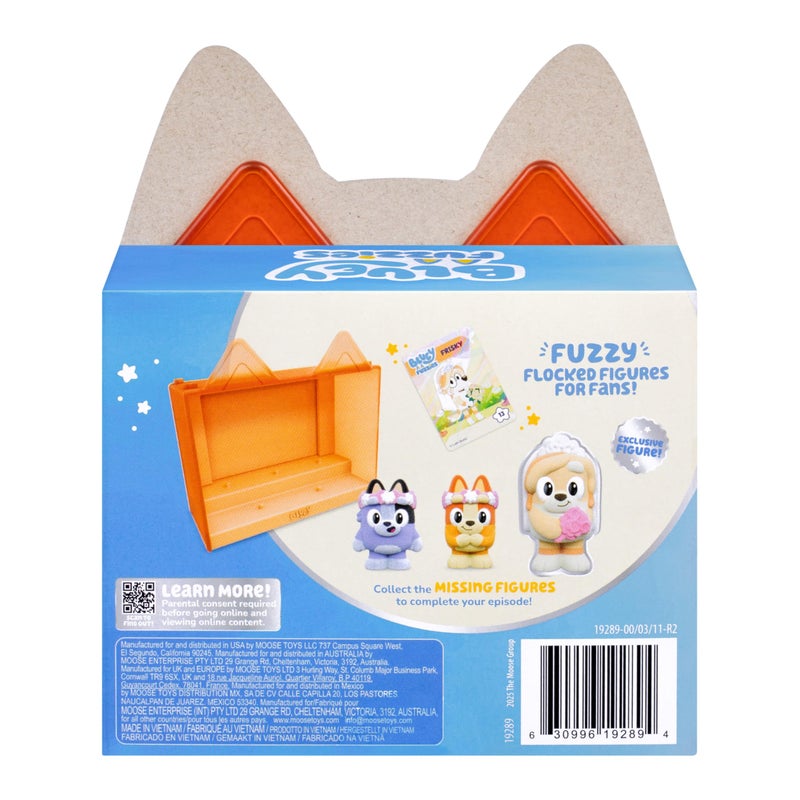 BLUEY Fuzzies Episode Pack: The Sign – 3 Specially Flocked Mini-Figures, 1 Exclusive, Display Case, Foil Trading Card & Collector’s Guide, 50 Mini-Figures to Collect - Image 5