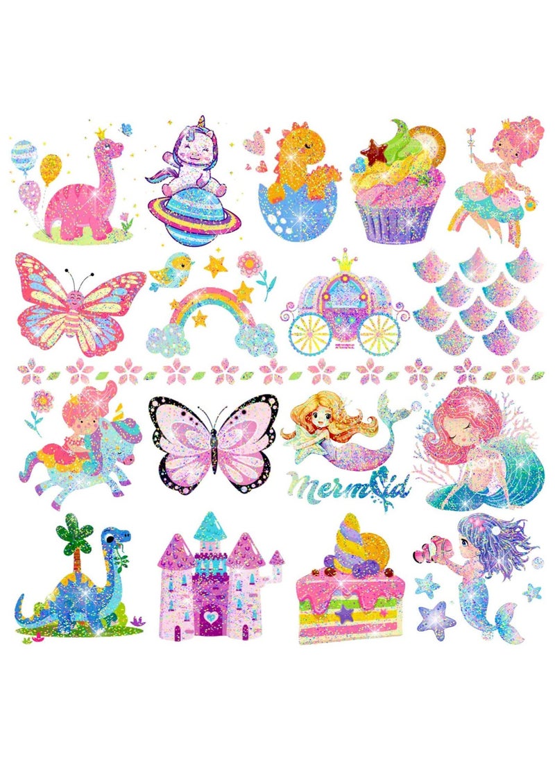 SYOSI 20 Sheets Glitter Tattoos for Kids Girls Glitter Tattoos for Kids Party Bag Fillers Fake Transfer Tattoo Stickers for Boys Girls Gifts Games Toys Birthday Decorations Supplies  - Image 1