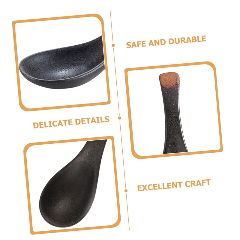 Ceramic Soup Spoons 4 Pack Heat Resistant Ergonomic Handle Retro Style for Noodles Dinner Home Restaurant - Image 3