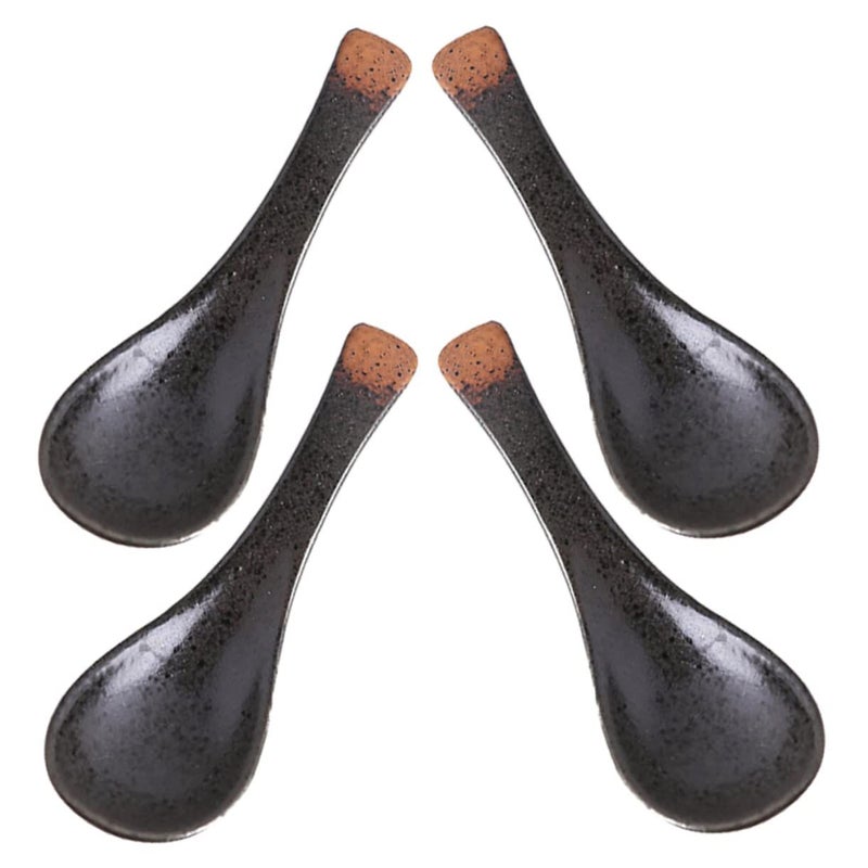 Ceramic Soup Spoons 4 Pack Heat Resistant Ergonomic Handle Retro Style for Noodles Dinner Home Restaurant - Image 2