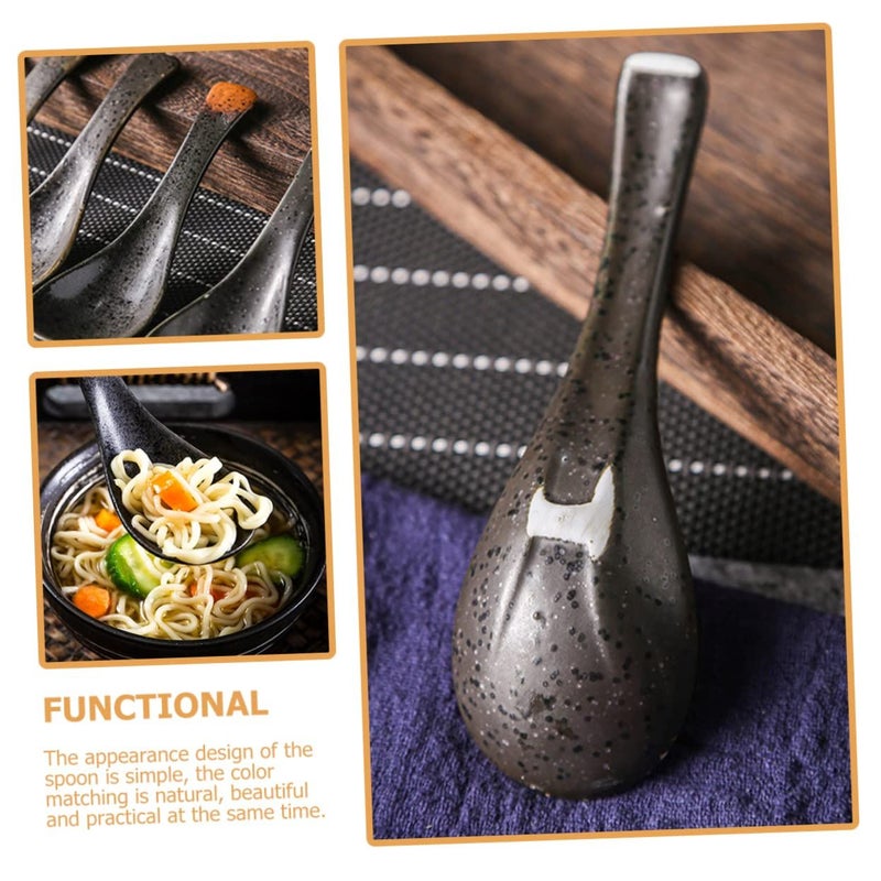 Ceramic Soup Spoons 4 Pack Heat Resistant Ergonomic Handle Retro Style for Noodles Dinner Home Restaurant - Image 5
