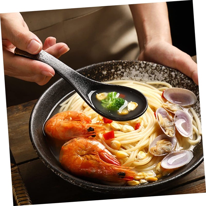 Ceramic Soup Spoons 4 Pack Heat Resistant Ergonomic Handle Retro Style for Noodles Dinner Home Restaurant - Image 4