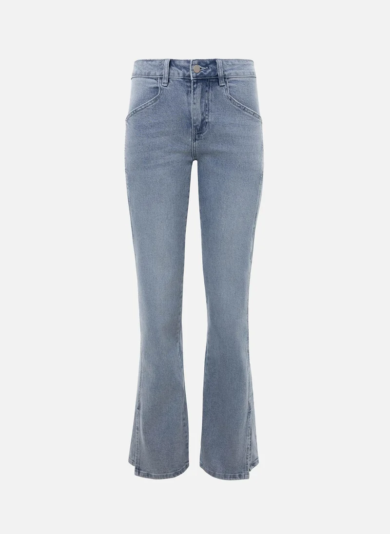 Lichi  Flared jeans with slits on the sides for Women | Best Price UAE