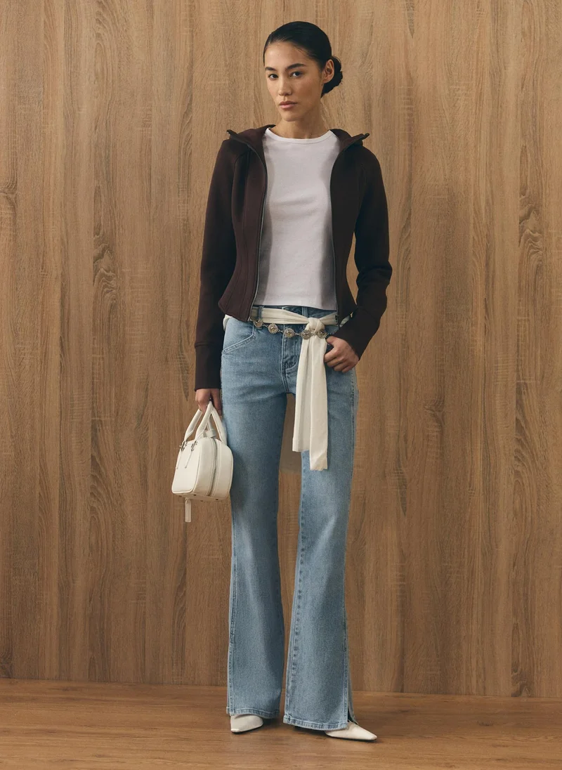 Lichi  Flared jeans with slits on the sides for Women | Best Price UAE