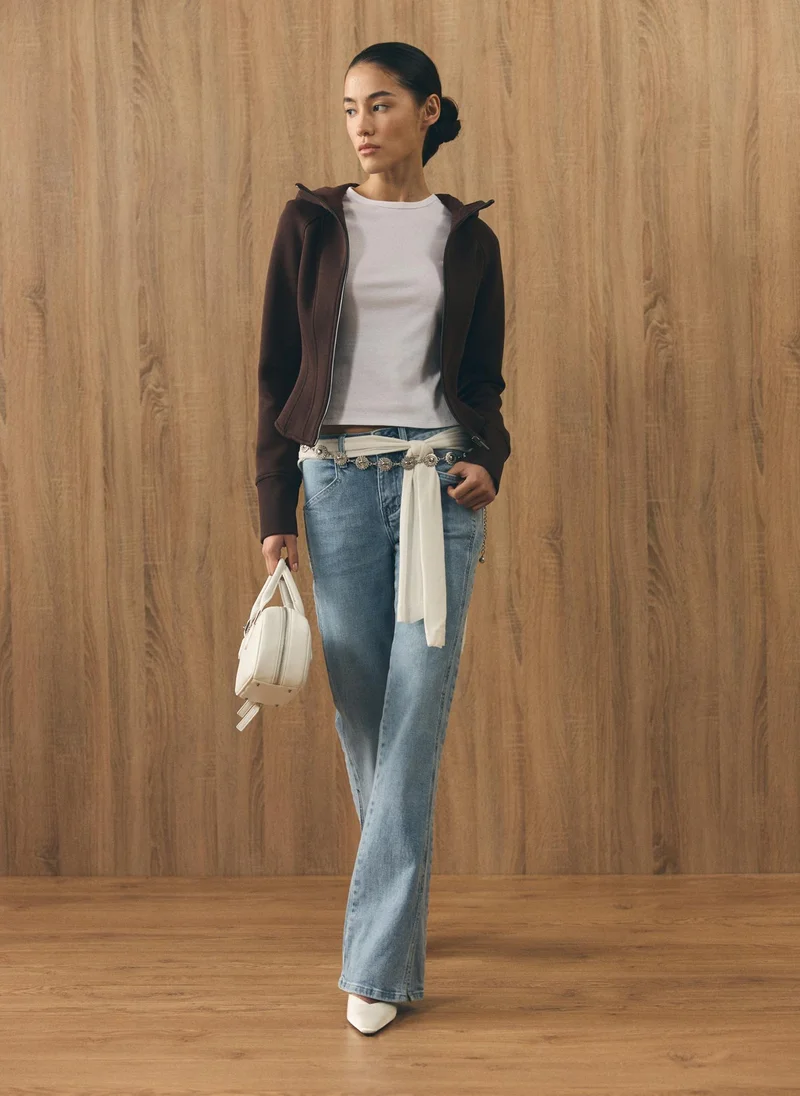 Lichi  Flared jeans with slits on the sides for Women | Best Price UAE