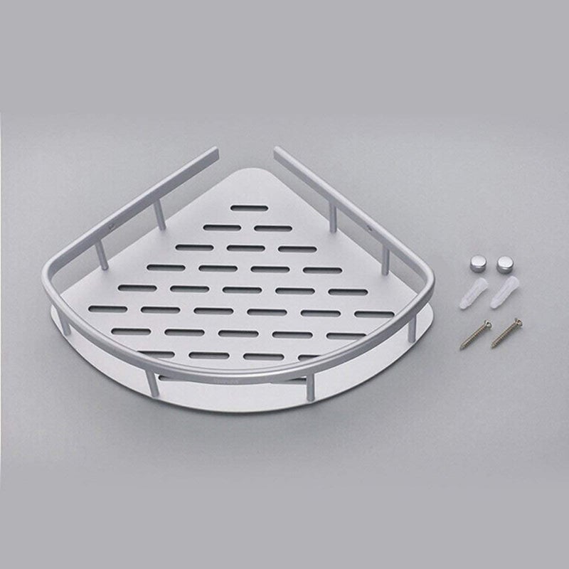 MUGATH Stainless Steel Bathroom Triangle Shelf,Shower Basket with Hooks For Bathroom Corner, Wall Mounted Shower Caddy | Corner Shelf for Kitchen and Bathroom, Shelf Rack (Chrome Finish) - Image 2