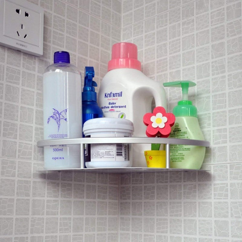 MUGATH Stainless Steel Bathroom Triangle Shelf,Shower Basket with Hooks For Bathroom Corner, Wall Mounted Shower Caddy | Corner Shelf for Kitchen and Bathroom, Shelf Rack (Chrome Finish) - Image 3