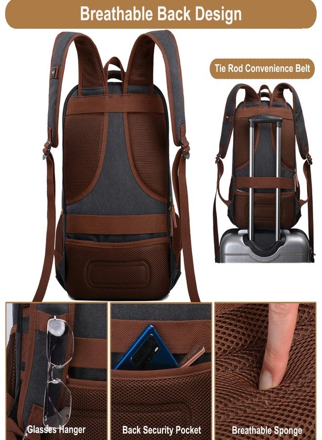 Mactso Canvas Travel Laptop Backpack for Men Women, Business Work Rucksack College School Computer Bag Fits 15.6 Inch Notebook,Bookbag with USB Charging Port (Black, 15.6 Inch) - Image 4