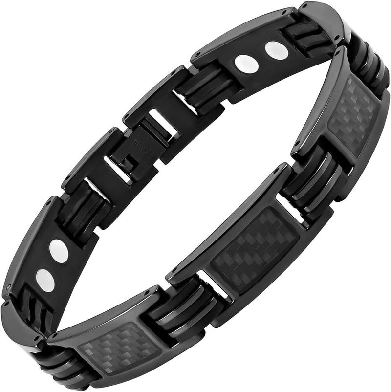 Willis Judd Bracelets For Men Titanium Mens Bracelet Black Carbon Fiber Size Adjustable - Image 1
