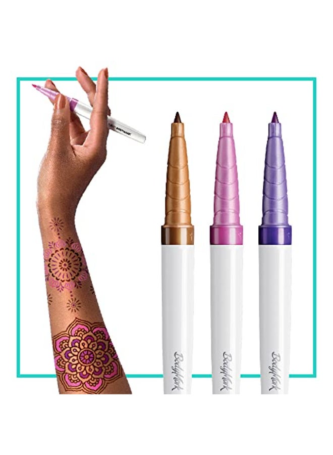 BodyMark BIC BodyMark Temporary Tattoo Marker with Fine Tip Mandala Assorted Colors Pack of 3 Markers 3 Stencils Amazon Vine - Image 4