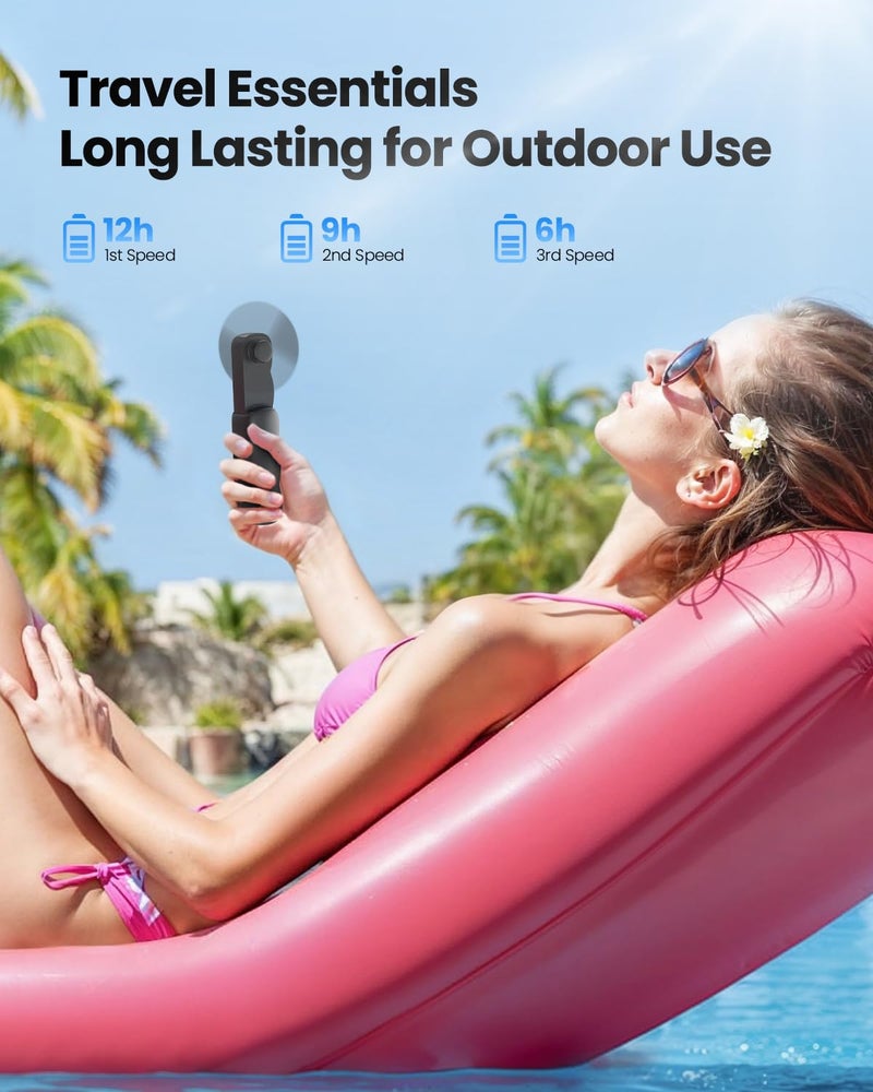 Gaiatop Portable Handheld Fan, 3 Speed USB Rechargeable Small Hand Cute Clouds Mini Slide Fans, Lash Makeup Pocket Personal Beach/Travel Essentials Summer Cooling Gifts for Women Girls - Image 5