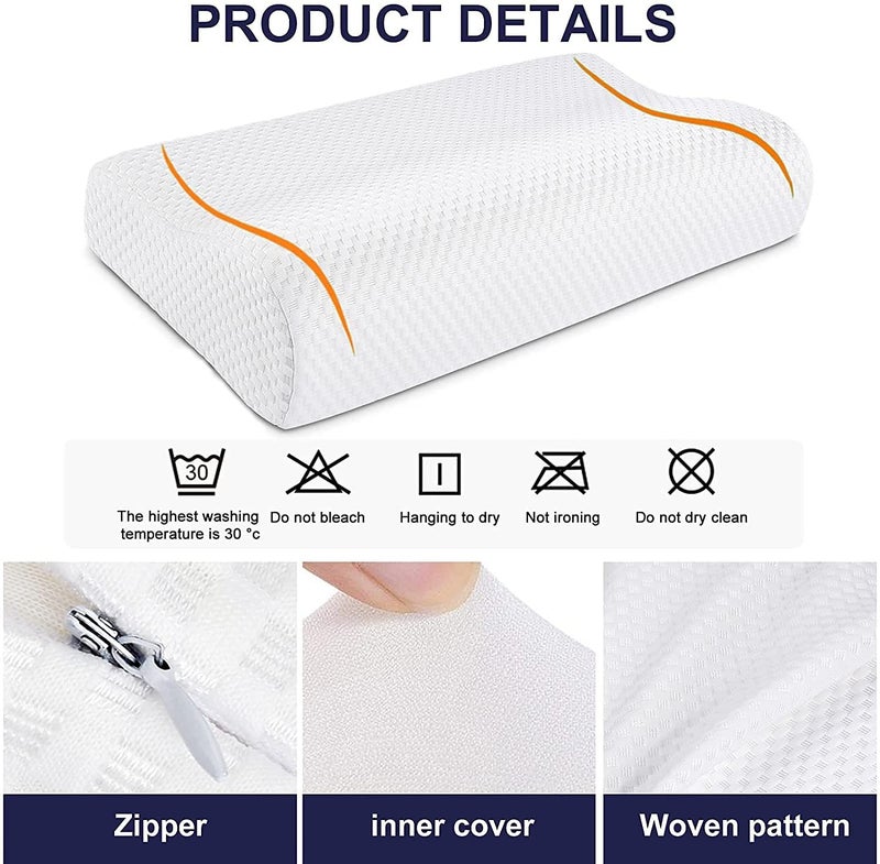 CLOUDTAIL CHOICE Memory Foam Cervical Orthopedic Neck Support Contour Pillow WhiteSet of 1 Pcs - Image 4