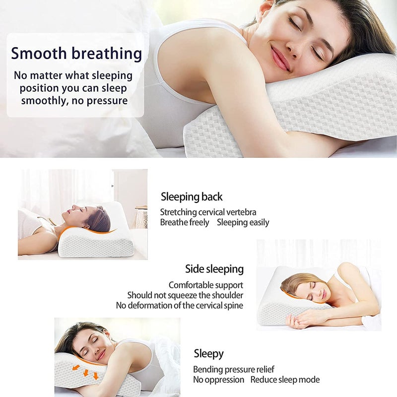 CLOUDTAIL CHOICE Memory Foam Cervical Orthopedic Neck Support Contour Pillow WhiteSet of 1 Pcs - Image 2