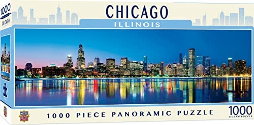 MasterPieces 1000 Piece Chicago Puzzle – Panoramic Skyline Jigsaw for Adults, Family, or Youth – Windy City Collectible Featuring Lake Michigan and Willis Tower – 13" x 39" Premium Chicago Puzzle - Image 1