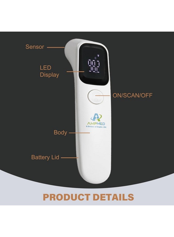 Amplim Non-Contact Forehead Thermometer for Kids and Adults - Touchless Digital Fever Thermometer with Temporal Head Function - No-Touch Baby Thermometer for Accurate Temperature Reading - Image 2
