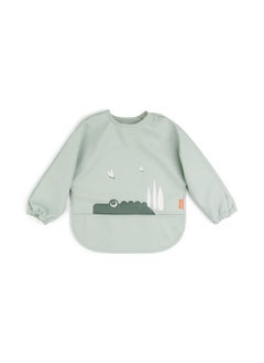 done by deer Green Long Sleeve Baby Bib - Waterproof, Adjustable Smock Bib for Babies and Toddlers, Croco Design  - Image 1