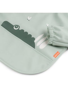done by deer Green Long Sleeve Baby Bib - Waterproof, Adjustable Smock Bib for Babies and Toddlers, Croco Design  - Image 2