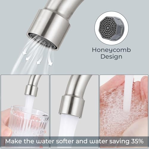 KHQF 4 inches Bathroom Faucet for 3 Hole,2-Handle Bathroom Sink Faucets with Pop Up Drain (Brush Nickel) - Image 4