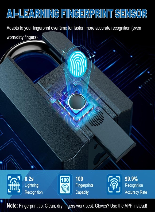 APECYC Fingerprint Bike U Lock with Cable, Heavy Duty Anti Theft Smart Lock - Image 3