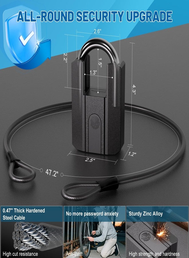 APECYC Fingerprint Bike U Lock with Cable, Heavy Duty Anti Theft Smart Lock - Image 5