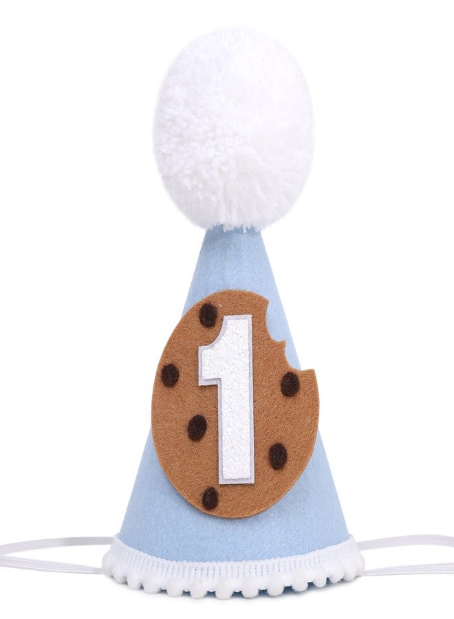 Agkvw Cookie 1st Birthday Hat for Boys - Cookie and Milk First Birthday Decorations, blue theme Boys 1st Bday Decor, Cake Smash Props - Image 1