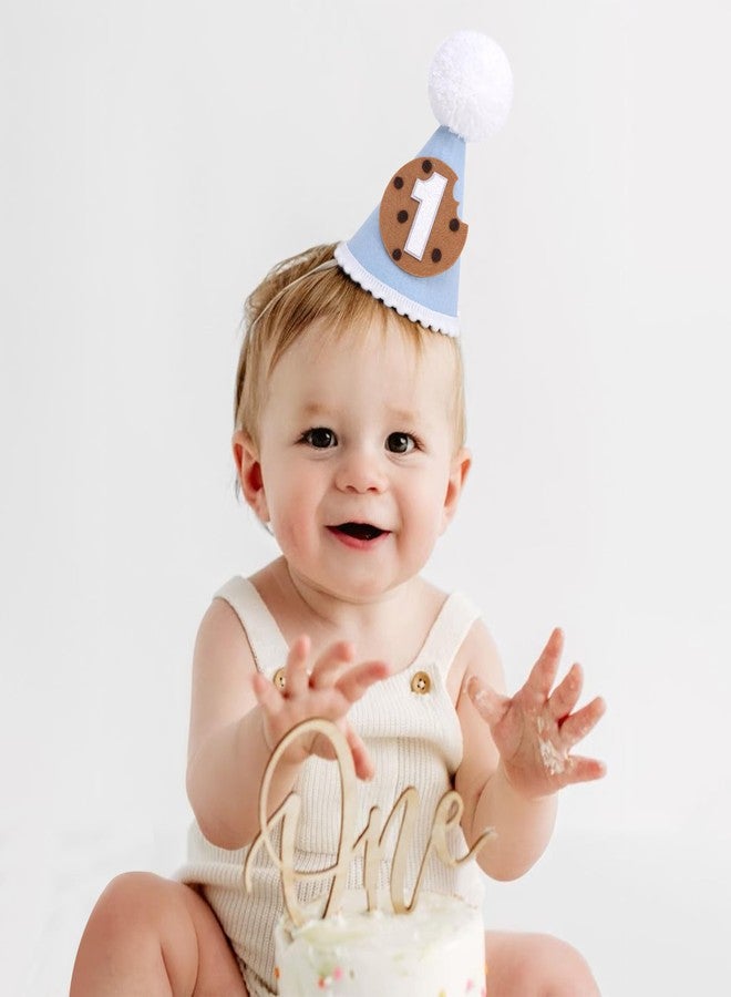 Agkvw Cookie 1st Birthday Hat for Boys - Cookie and Milk First Birthday Decorations, blue theme Boys 1st Bday Decor, Cake Smash Props - Image 3