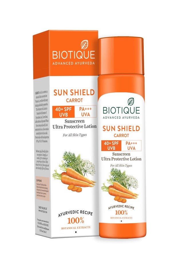 Biotique Bio Carrot Face & Body Sun Lotion | SPF 40 UVA/UVB Sunscreen | Prevents Ageing and Soothes Dry Skin| 100% Botanical Extracts | Suitable for All Skin Types | 190ml - Image 1