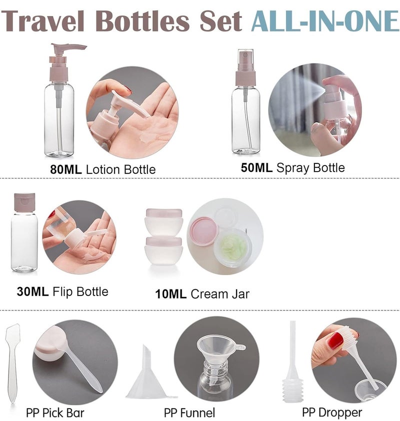 PiyuBind Travel Bottles Set For Toiletries Travel Size Containers Leak Proof Silicone Squeezable Spray Bottles Jars For Women Men, For Shampoo Lotion Body Wash-10 Pack (60 Ml, 80 Ml, Multicolour) - Image 2