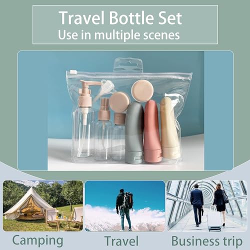 PiyuBind Travel Bottles Set For Toiletries Travel Size Containers Leak Proof Silicone Squeezable Spray Bottles Jars For Women Men, For Shampoo Lotion Body Wash-10 Pack (60 Ml, 80 Ml, Multicolour) - Image 5