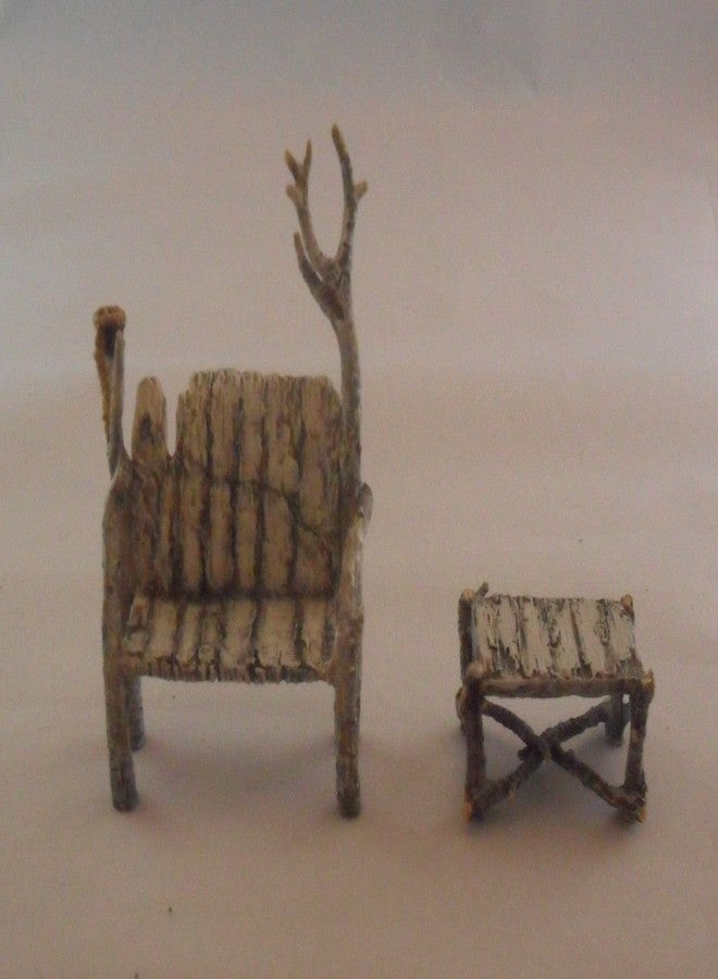 Department 56 North Pole Woods Village Accessories Birch Bench and Table Set Set of 2 - Image 1