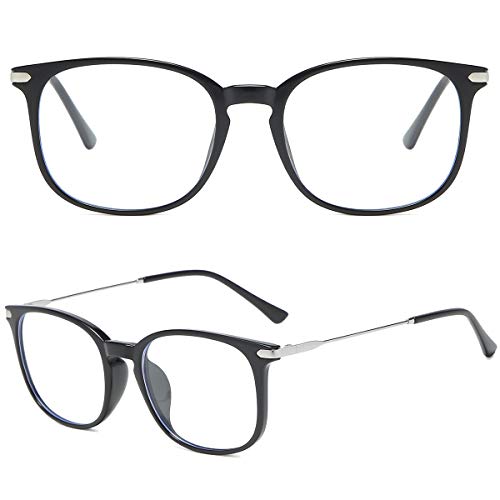 YIMI نظارات حجب الضوء الأزرق نظارات شمسية فوتوكرومية ريترو UV400 فلتر أشعة الشمس نظارات كمبيوتر للرجال والنساء إطار كامل دائري عتيق عيون مضغوطة ألعاب الكمبيوتر تلفاز نظارات - أسود لامع - Image 2