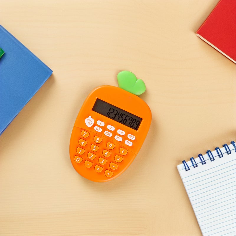 2pcs Carrot Shape Electronic Calculator Portable 12-Digit Calculator Office Stationery for Financial Office (Orange) - Image 2