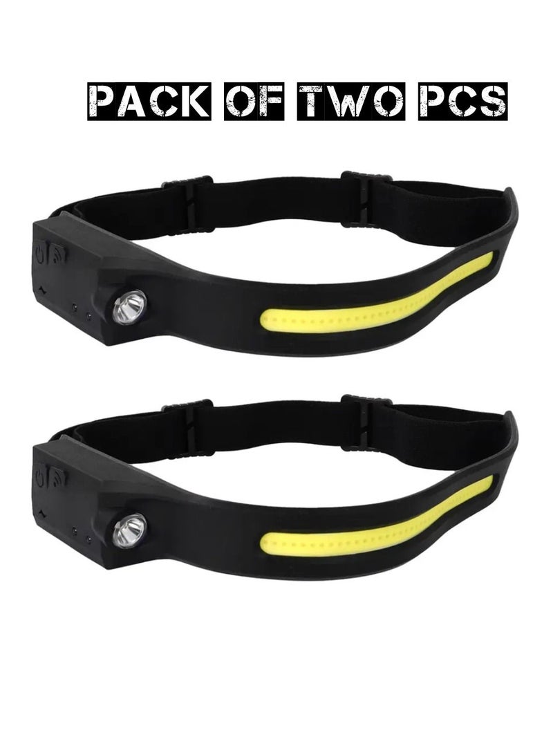 Digi Core حزمة من 2 قطعة كشافات قابلة لإعادة الشحن COB LED كشافات قابلة لإعادة الشحن تصميم خفيف الوزن أمان ضوء مقاوم للماء كشاف أمامي للتحريض لتشغيل التخييم وركوب الخيل - Image 1