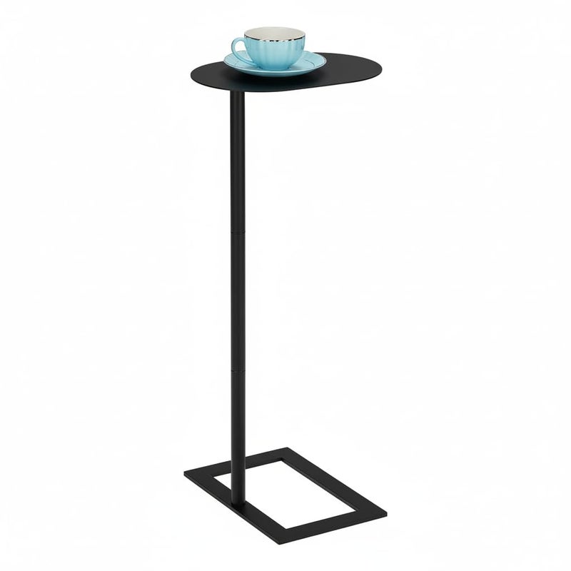 ZEXVIDA Stable C Table End Table, 27.5" Tall C Shaped Side Table That Slides Under Sofa, Slim Under Couch Table, Modern Industrial Coffee Tray Table for Living Room Bedroom (Large Black) - Image 1