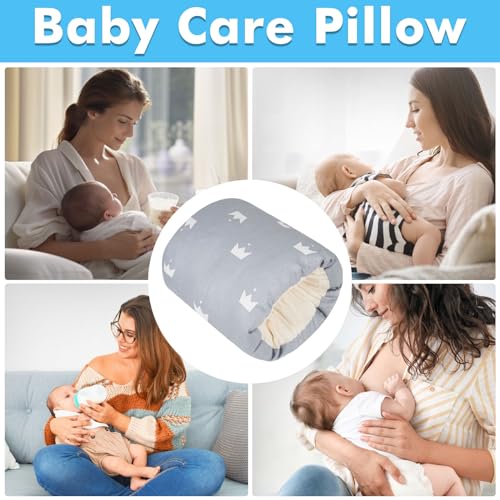 TEUOPIOE Baby Feeding Arm Pillow,Soft Cotton Bottle Nursing Arm Pillows for Newborn,Breastfeeding Pillows for More Support for Mom and Baby,Portable and Washable,Ergonomic Nursing Essentials(Grey Crown) - Image 5